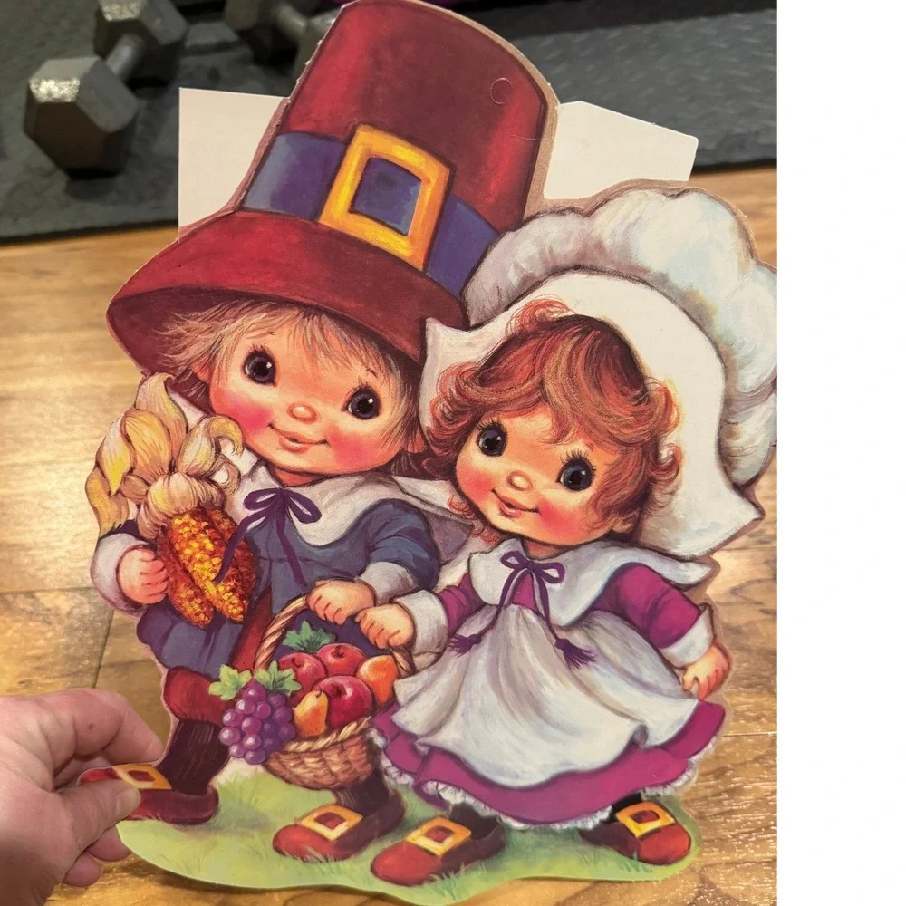 Vintage‎ Thanksgiving Harvest Fall Cardboard Cutouts New Old Stock Lot of 3